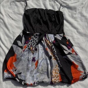 Stylish Black and Orange Mini Dress